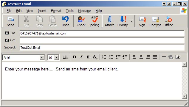 email to sms from outlook